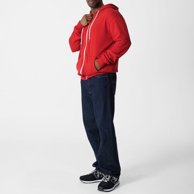 Ohoo Men's Zip Up Hoodie Lightweight Slim Fit Sweatshirt Full Zip Hooded Jacket / DCF002-RED-L - Image 4